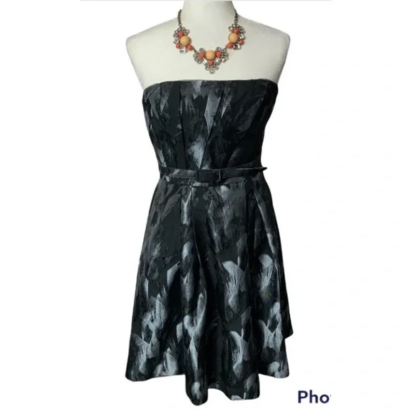 Nwt Whbm Strapless Feather Print Dress - Picture 2 of 9